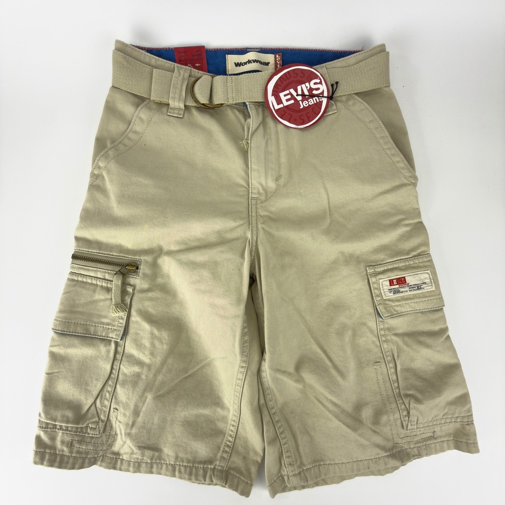 Levis Boys Khaki Cargo Shorts Size 12 Regular Workwear NWT NOS 2000s Y2K